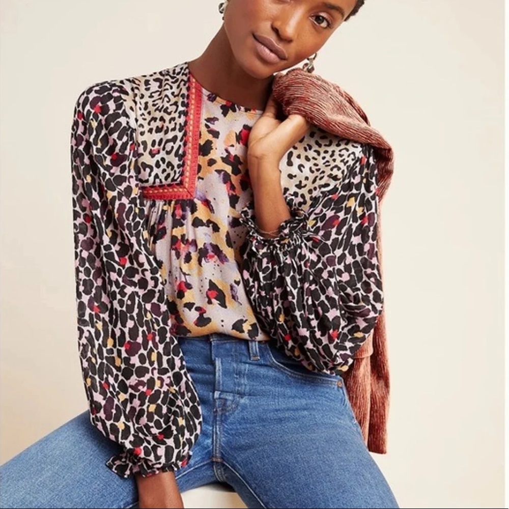 Anthropologie Joelle Leopard Blouse